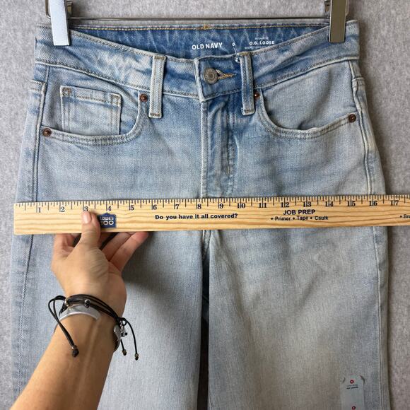 Old Navy High Rise Mom Jeans 27” Light Wash Relaxed Straight Leg Casual Boho New - Picture 6 of 13